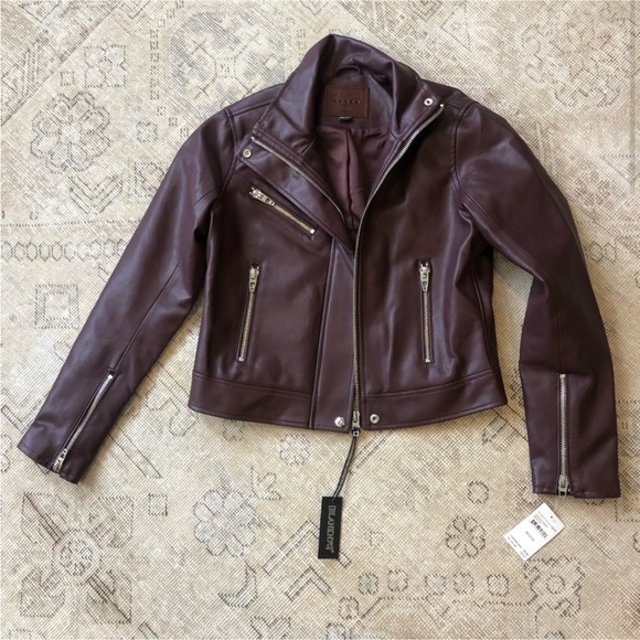 NWT Blank NYC Faux Leather Moto Jacket (Merlot) - Picture 2 of 8